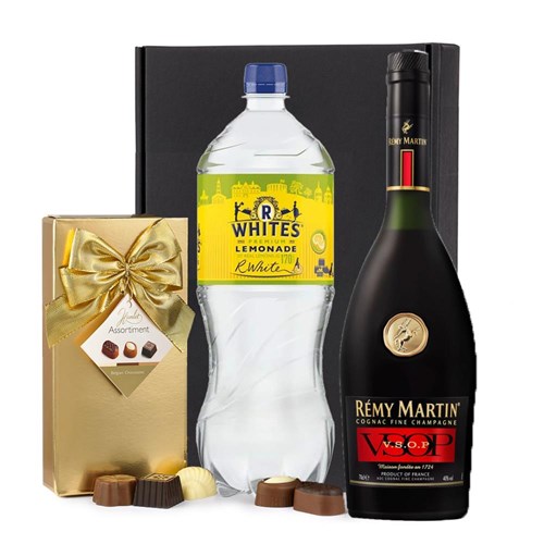 Remy Martin VSOP Cognac 70cl with R. White’s Lemonade & Chocolates Gift Box | Spirit Mixer Set